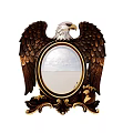 Elegant Bathroom Vanity Featuring Eagle Shaped Mirror With Carved Golden Frame