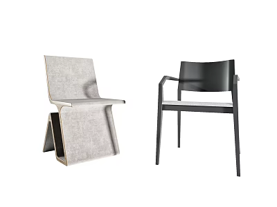 Two Stylish Leisure Chairs Fabric Upholstered And Metal Frame Modern Minimalist Design 3d model