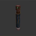 Blue And Black Cylindrical Device With Three Blue Indicators And Button On Top