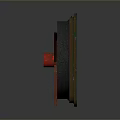 Square Exhaust Fan With Red Blades Green Frame And Metal Grid Structure