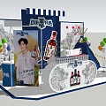 Free Fruit Soda Booth With Decorative Tent Balloons And Blue White Design