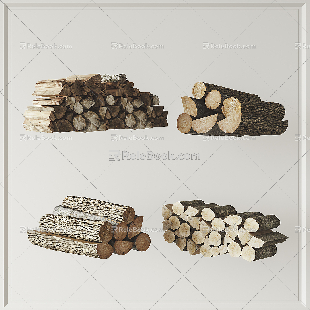 Modern Timber Wood Pile 3d model