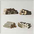 Natural Stacked Stone and Wood Materials with Various Sizes and Textures