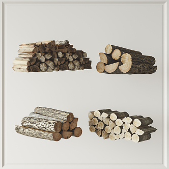 Modern Timber Wood Pile 3d model