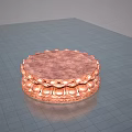 Circular Lotus Base Sculpture Carving With Bronze Colored Intricate Petal Patterns