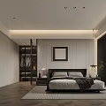 Modern Bedroom Interior Design With King Bed Nightstands Framed Art And Area Rug