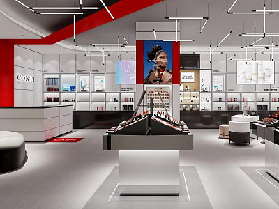 Luxury Cosmetics Store Interior With Brand Displays And Elegant Lighting 3d model