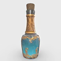 Colorful Magic Potion Bottles With Green Purple Blue Glass And Gold Ornate Details