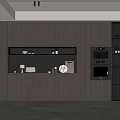 Modern Kitchen Wine Cabinet Design With Wooden Shelves Built in Appliances And Display Decor Items