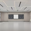 School Modern Classroom With Open Ceiling Blackboard Whiteboard Wooden Walls And Windows