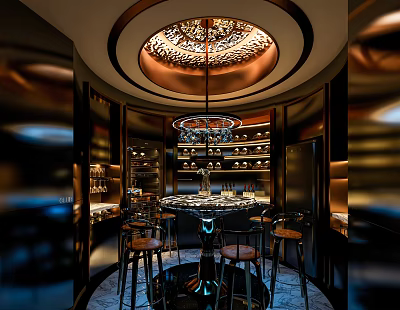 Modern New Chinese Wine Cellar Red Wine Cabinet Wine Rack Cigar Room Wine Tasting Room Constant Temperature Wine Cabinet Wine Rack Glass Wine Cabinet Room Temperature Wine Cabinet Bar Negotiation Room 3d model