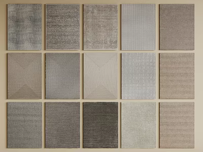 Square Rugs In Multiple Styles With Various Textures Patterns And Neutral Colors 3d model