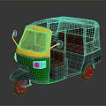 Green Yellow Black Motorized Rickshaw With Seats Windshield And Side Mirrors