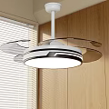 Modern White Ceiling Fan Light With Circular Design And Blades In Interior Room