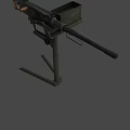 Green Military Heavy Machine Gun With Tripod Stand Barrel And Ammunition Belt