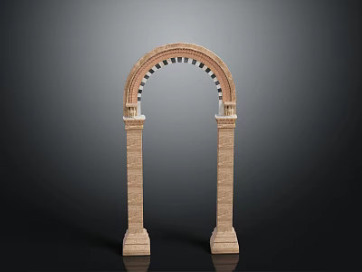 Classic Architectural Arch Structure With Brick Columns And Checkerboard Top Design 3d model