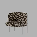 Modern Leisure Chair With Abstract Swirl Pattern Upholstery And Silver Metal Frame