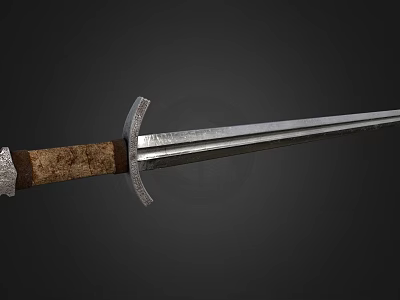 Medieval Sword With Wooden Hilt And Metal Blade Featuring Crossguard Design 3d model