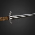 Medieval Sword With Wooden Hilt And Metal Blade Featuring Crossguard Design