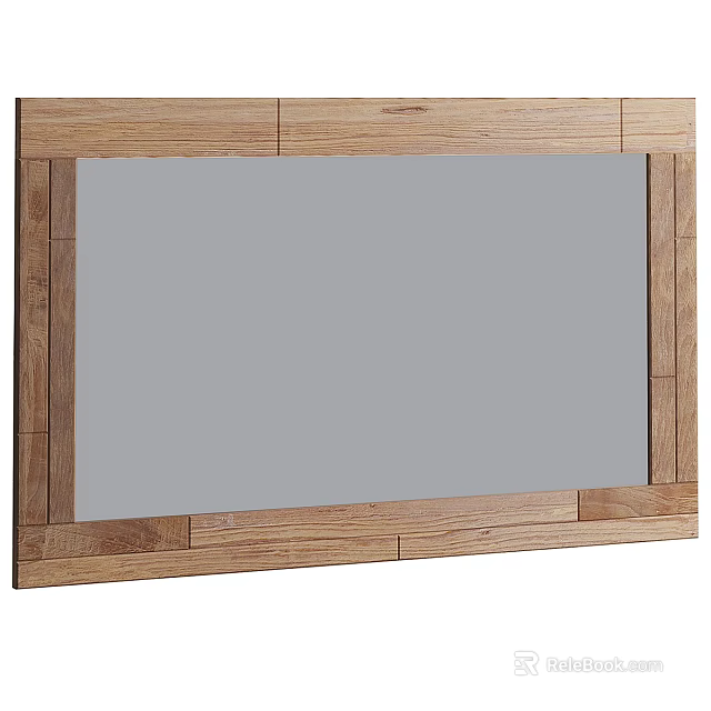 Large Decorative Wall Mirror with Natural Wooden Frame for Modern Home Interior 3d model 
