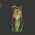 Game Movie Character With Blue Skin Orange Hair Green Headpiece Black Hood And Golden Details