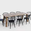 Modern Wooden Dining Table Set With Black Chairs And Classic Design