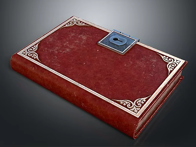 Carved Red Vintage Book Cover With Ornate Gold Decorative Edges And Lock 3d model