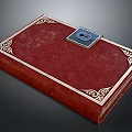Carved Red Vintage Book Cover With Ornate Gold Decorative Edges And Lock