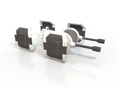 Three Industrial Mechanical Components With Black White Mounting Plates And Connectors 3d model