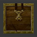 Vintage Wooden Chest With Gold Metal Accents And Decorative Lock Design