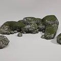 Natural Stones Covered With Green Moss Displaying Textured Surfaces And Forms