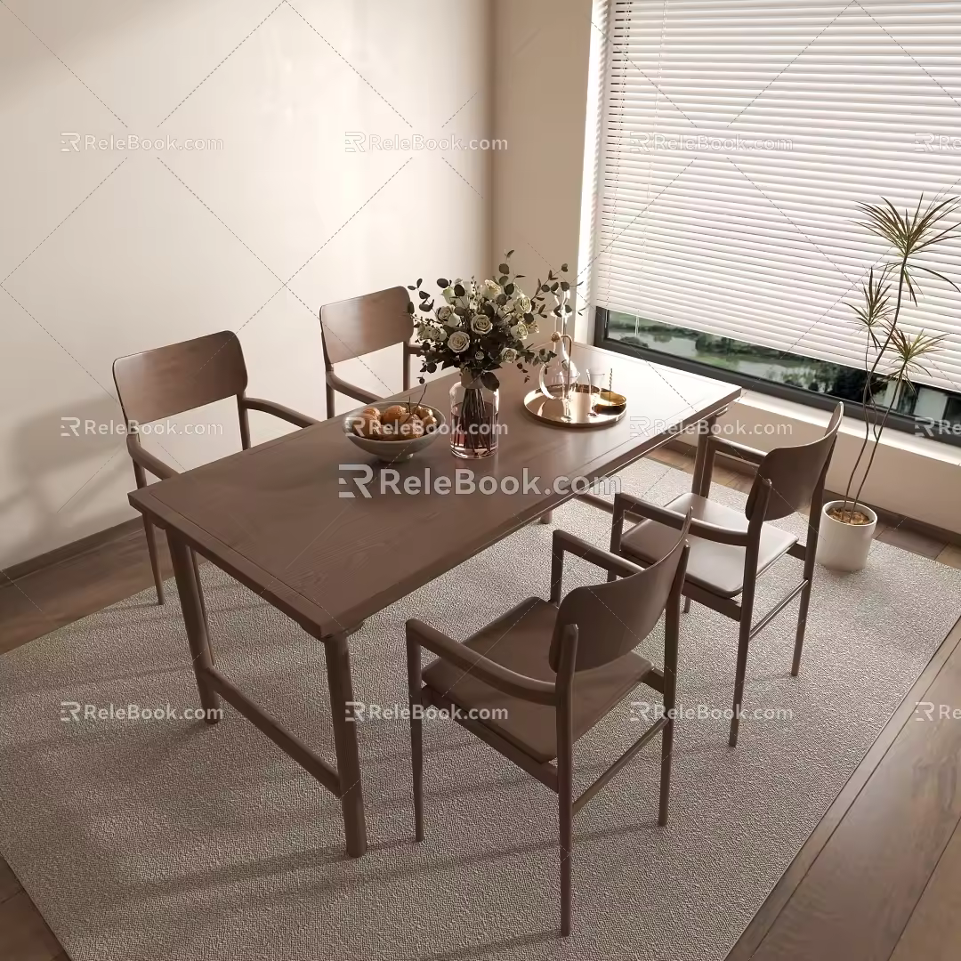Modern Dining Table Ancient Dining Table Silent Dining Table Chair 3d model