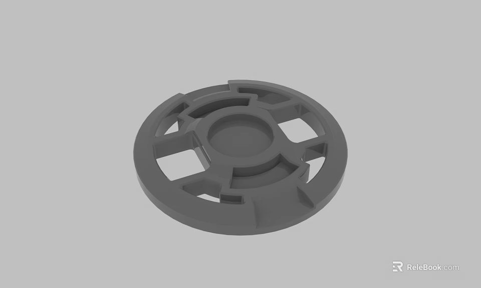 Gray Circular Mechanical Component With Holes And Grooves Design Structure 3d model 