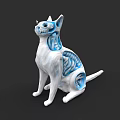 Detailed Cat Anatomical Model with Blue Internal Structures for Scientific 3d model