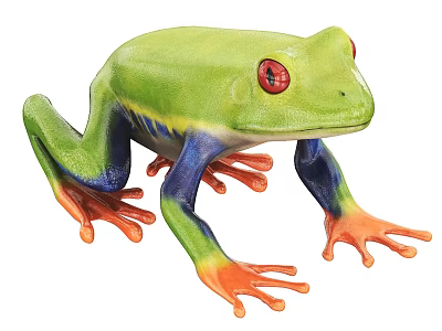 Lifelike Colorful Reptile Toy With Green Body Red Eyes Blue Legs Orange Toes 3d model