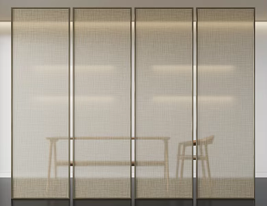 Wire-clamped glass screen partition 3d model