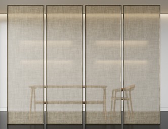 Wire-clamped glass screen partition 3d model