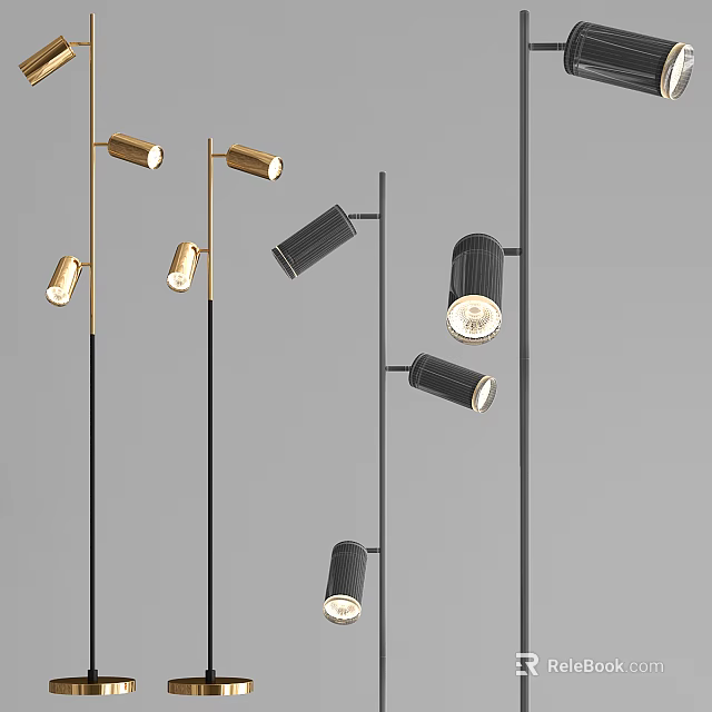 Modern Floor Lamps With Sleek Black And Gold Designs For Home Decor 3d model 