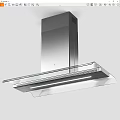 Modern Stainless Steel Kitchen Range Hood With Glass Panel And Built in Lighting
