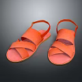 Orange Leather Flat Sandals with Cross Strap Design for Daily Wear