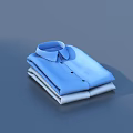 Folded Blue Collared Shirt Stacked On Gray Background For Casual Wear 3d model