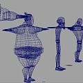 3D Game And Movie Character Models With Varying Body Sizes Lined Up In Sequence