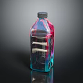 Transparent Beverage Bottle In Blue Red Gradient With Black Cap On Dark Reflective Background