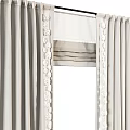 Elegant Grey Curtains with Lace Trim and Pleats for Home Interior Decor