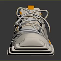 Sporty White Lace Up Sneakers With Yellow Black Accents And Thick Sole Design
