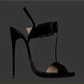 Black Leather T-Strap High Heel Sandals With Stylish Design And Red Heel
