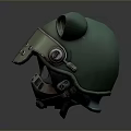 Green Tactical Weapon Helmet With Mechanical Design Ear Like Structures And Metal Parts
