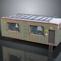 Vintage Green Train Car with Metal Roof Windows and Side Ladder