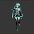 Anime Character Figure With Teal Long Hair White Top Black Skirt And Pigtails