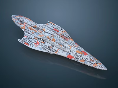 Elongated Colorful Artistic Decorative Object With Glossy Surface And Vibrant Patterns 3d model